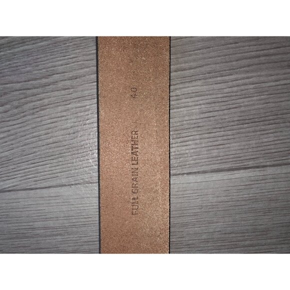 Mens Full Grain Leather Belt With Silver Buckle - Size 40 - Picture 3 of 4